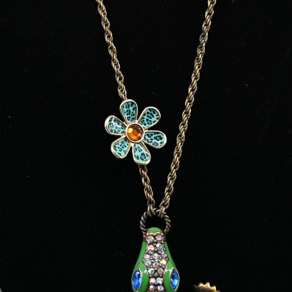 Betsey Johnson Moving Alligator AB Rhinestone Pearl Collar Necklace Whimsigoth - Picture 4 of 16